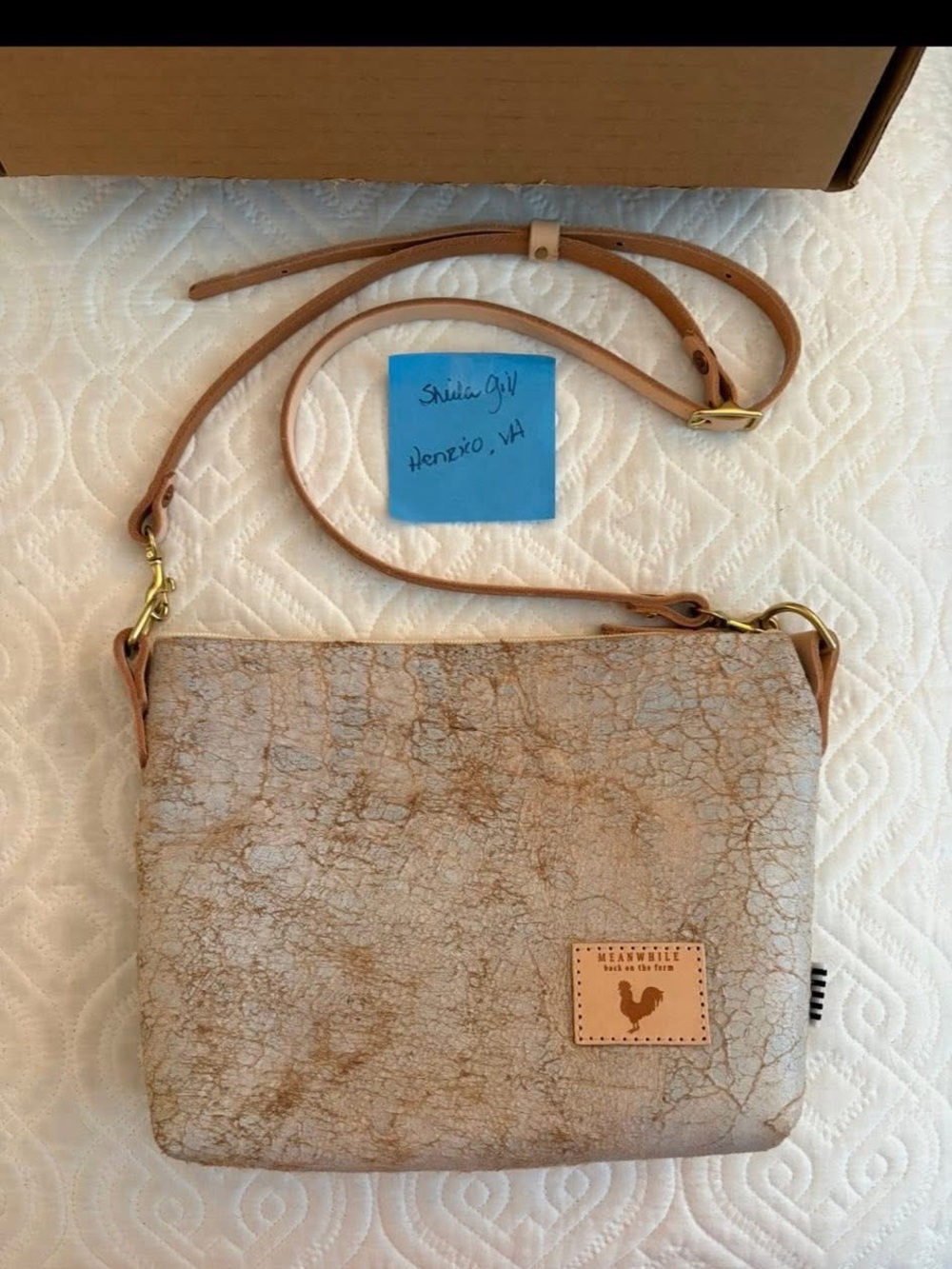 White birch leather sling bag